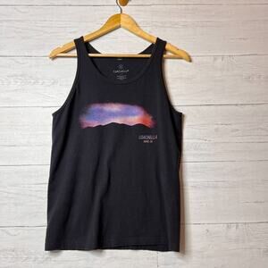 Coachella Tank Top Womens Size Small Gray Indio CA 2018 Lineup Rainbow Sunset